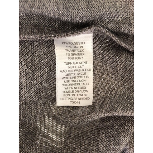 Liz Claiborne Women’s Split Crewneck 3/4 Sleeve Gray Metallic Fabric ￼Sz XL EUC - Picture 6 of 6